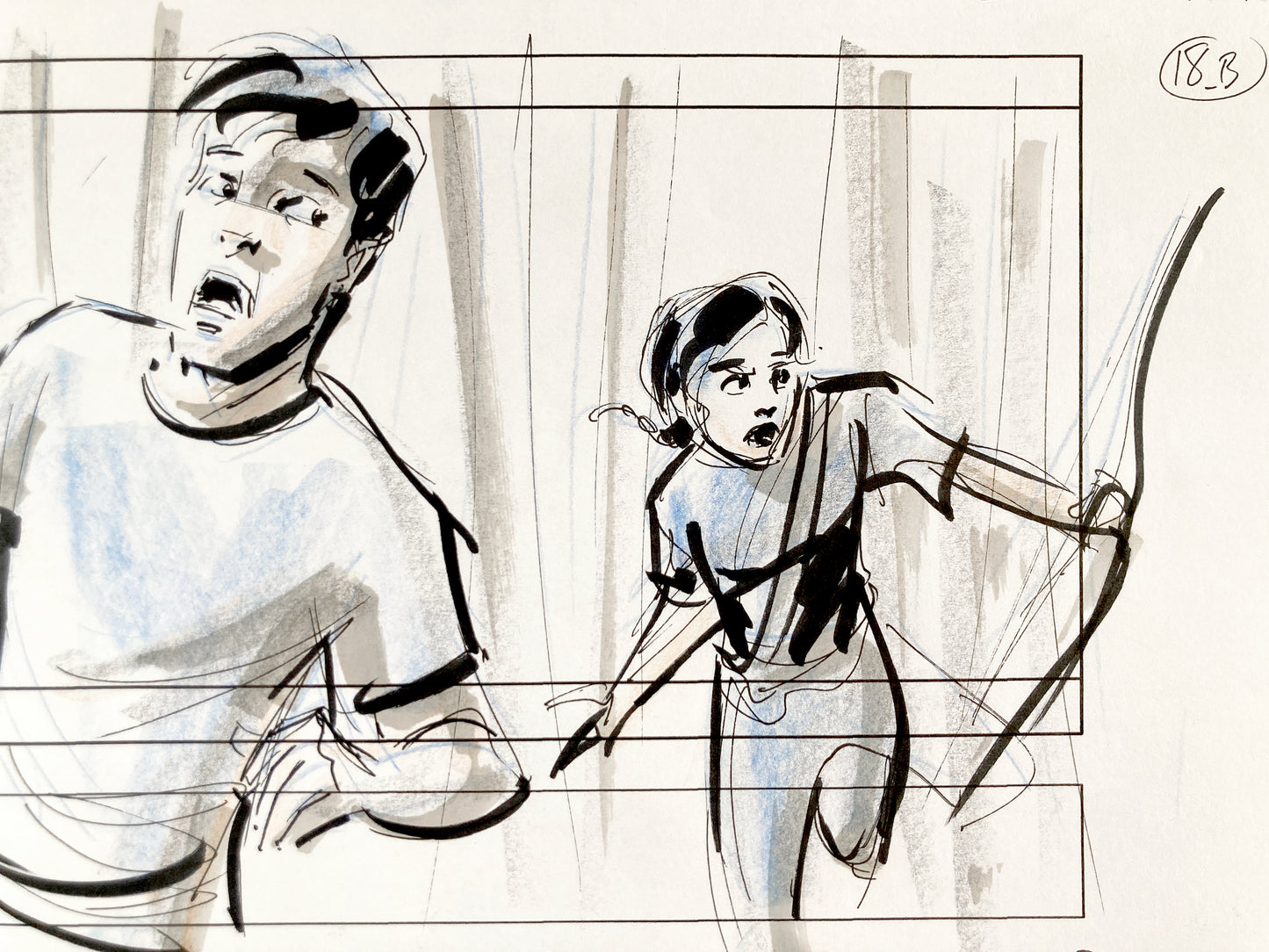 The Hunger Games : Original Production Used Storyboard Art Signed by Dino Athanassiou (Lions Gate, 2012). For sale on FLIP Gallery