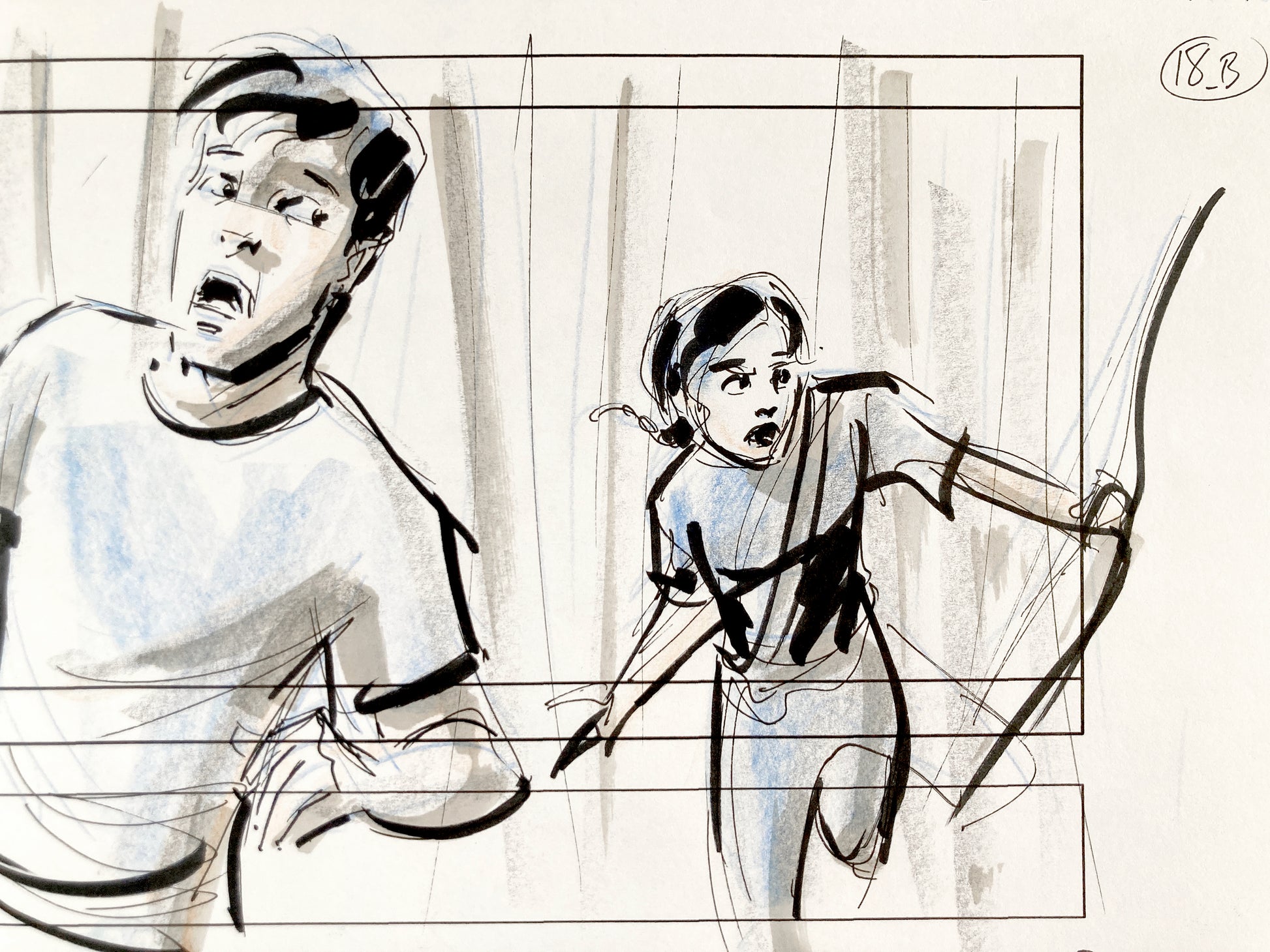 The Hunger Games : Original Production Used Storyboard Art Signed by Dino Athanassiou (Lions Gate, 2012). For sale on FLIP Gallery