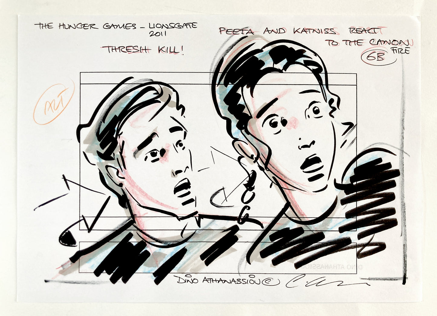 The Hunger Games Original Production Used Storyboard Art Signed by Dino Athanassiou (Lions Gate, 2012). For sale on FLIP Gallery