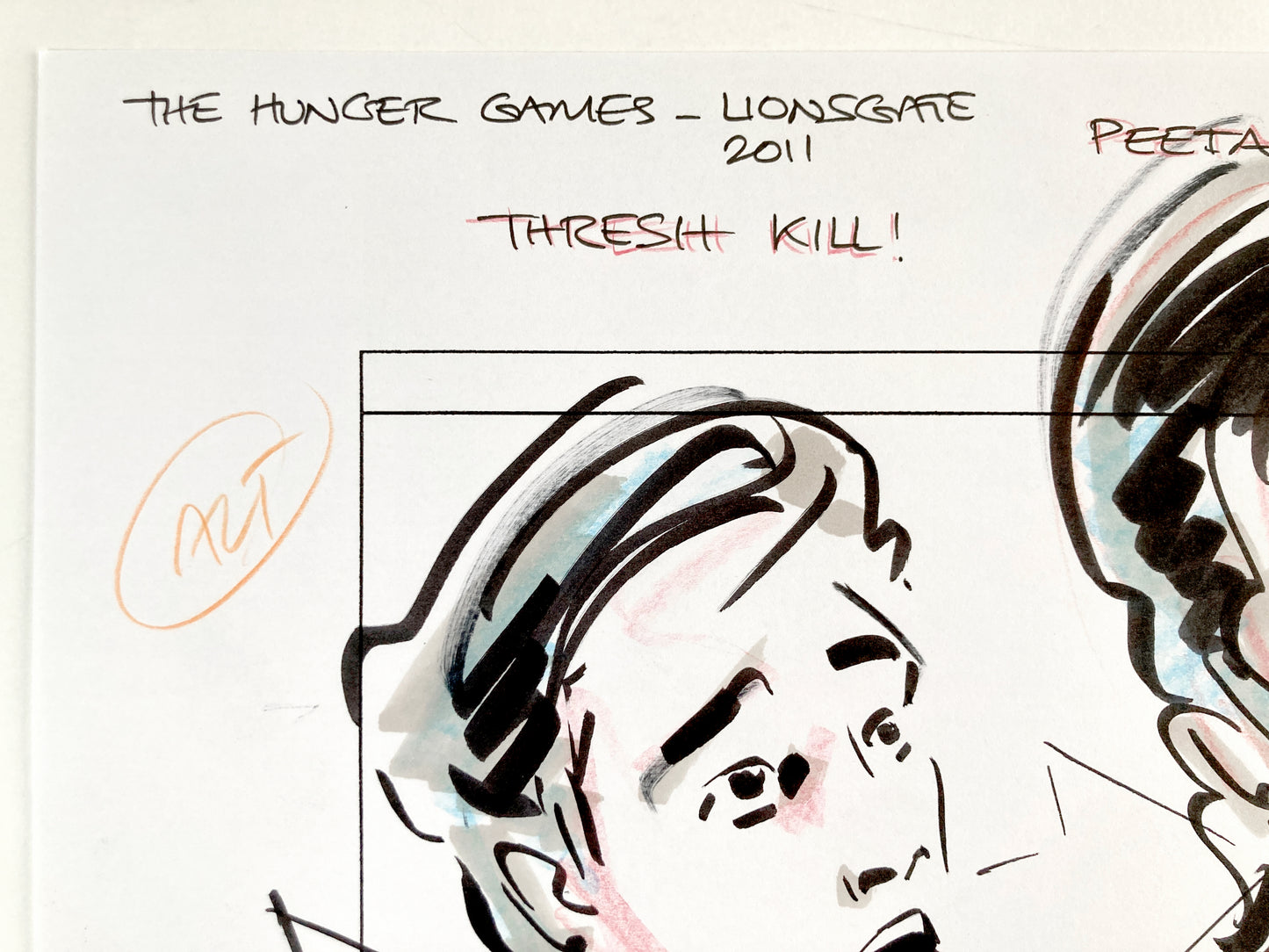 The Hunger Games Original Production Used Storyboard Art Signed by Dino Athanassiou (Lions Gate, 2012). For sale on FLIP Gallery