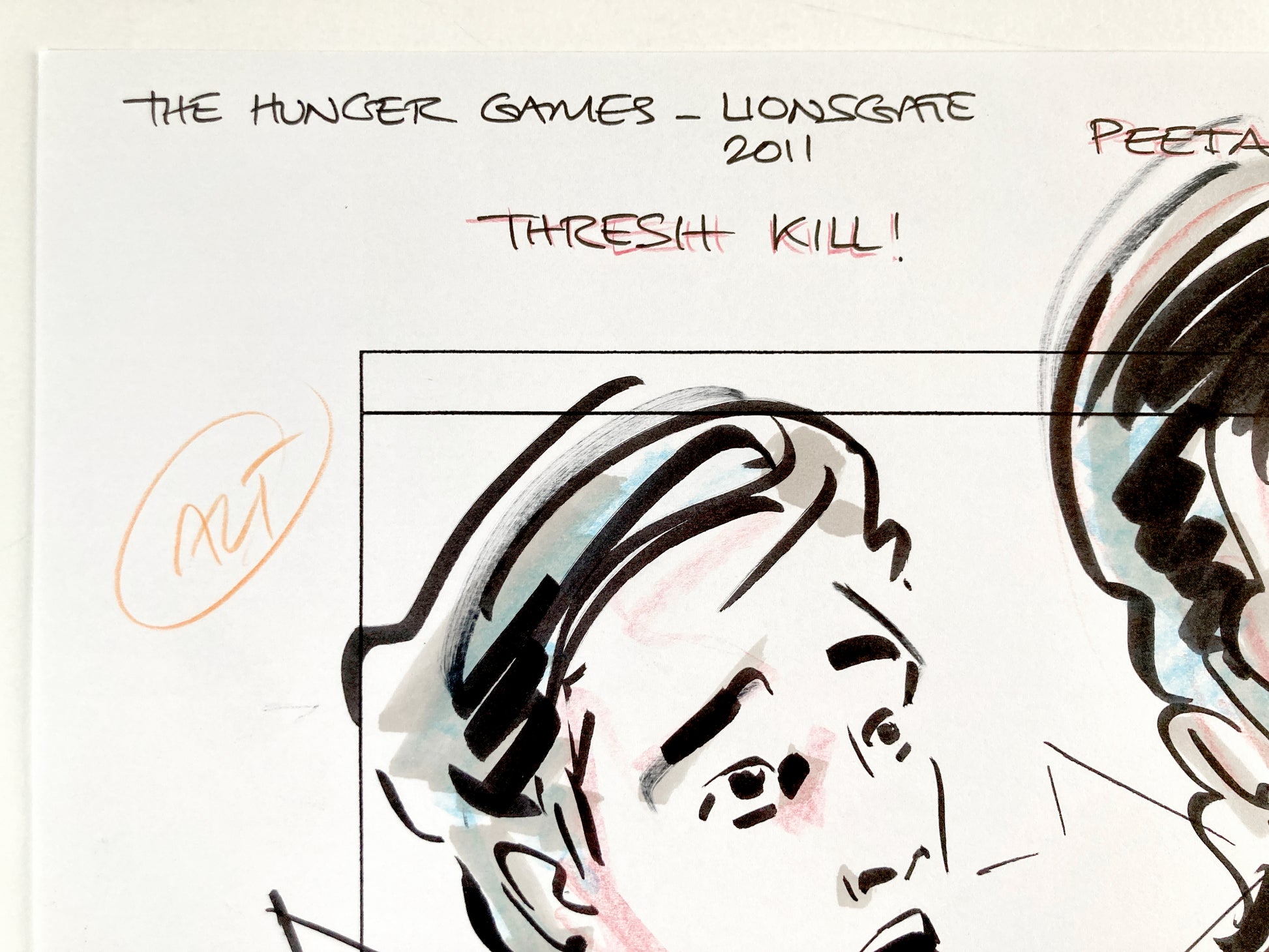 The Hunger Games Original Production Used Storyboard Art Signed by Dino Athanassiou (Lions Gate, 2012). For sale on FLIP Gallery