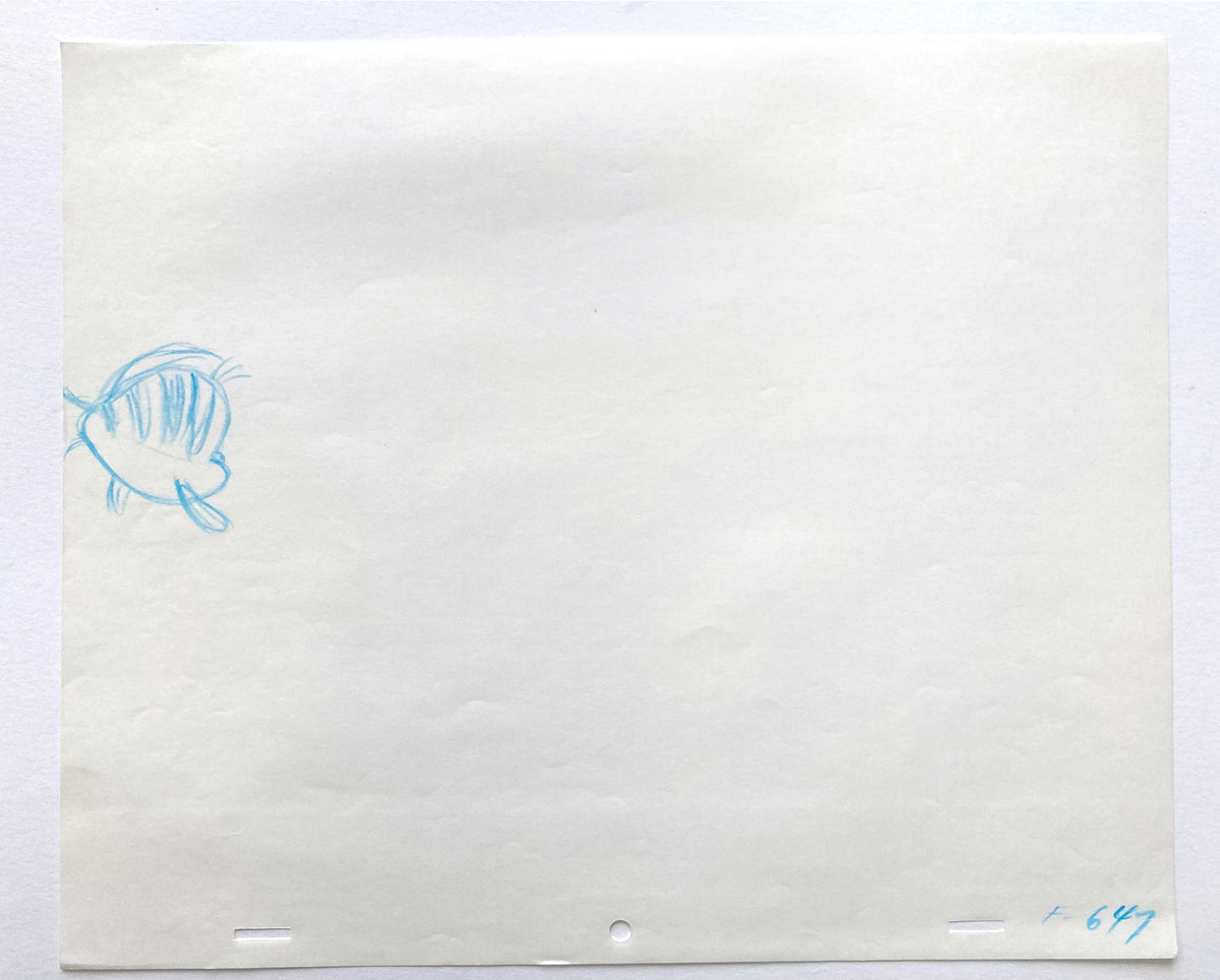 FLOUNDER - The Little Mermaid Original Production Used Animation Drawing (Walt Disney, 1989). For sale on FLIP Gallery