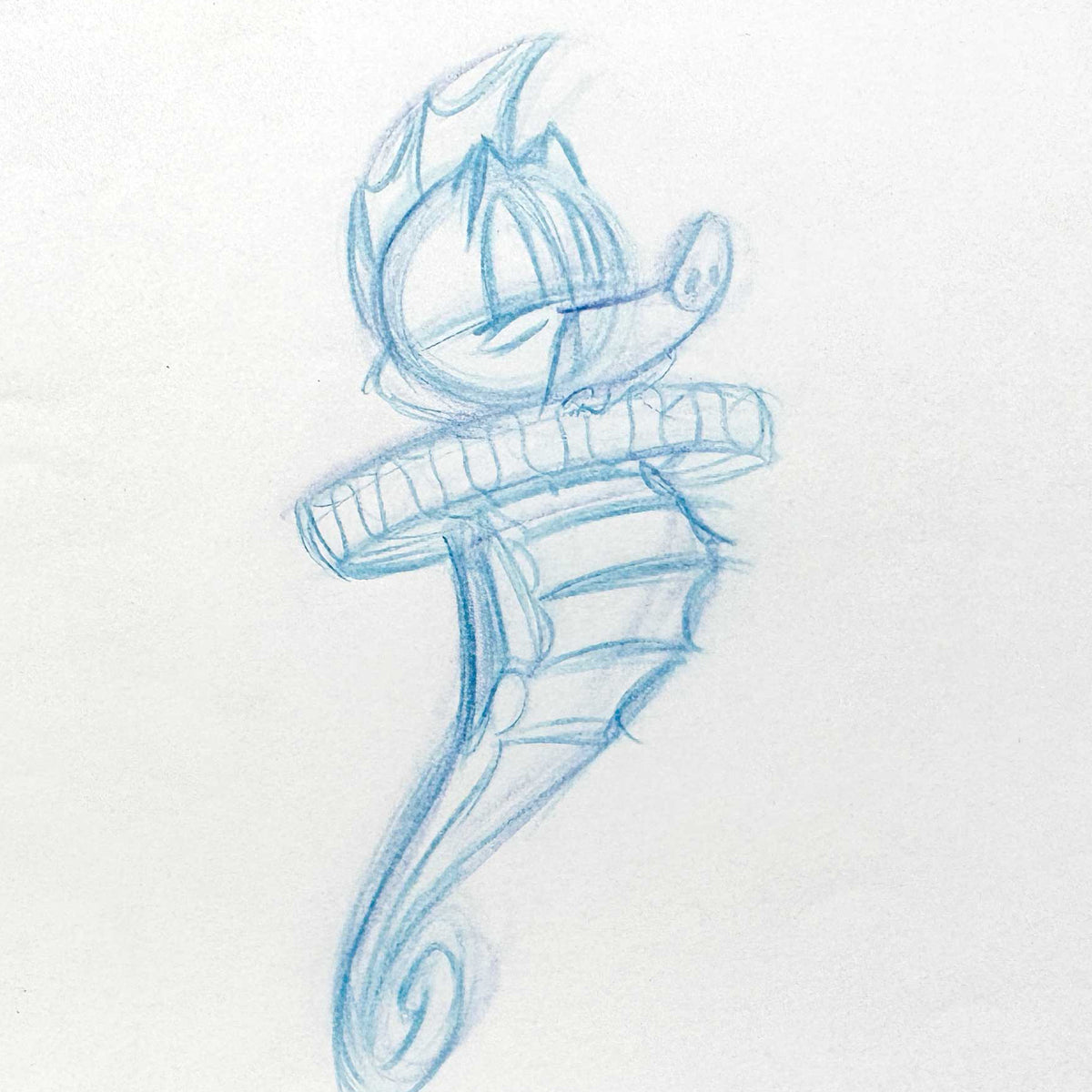The Little Mermaid - Seahorse Herald Original Rough Animation Art Drawing (Walt Disney, 1989). For sale on FLIP Gallery