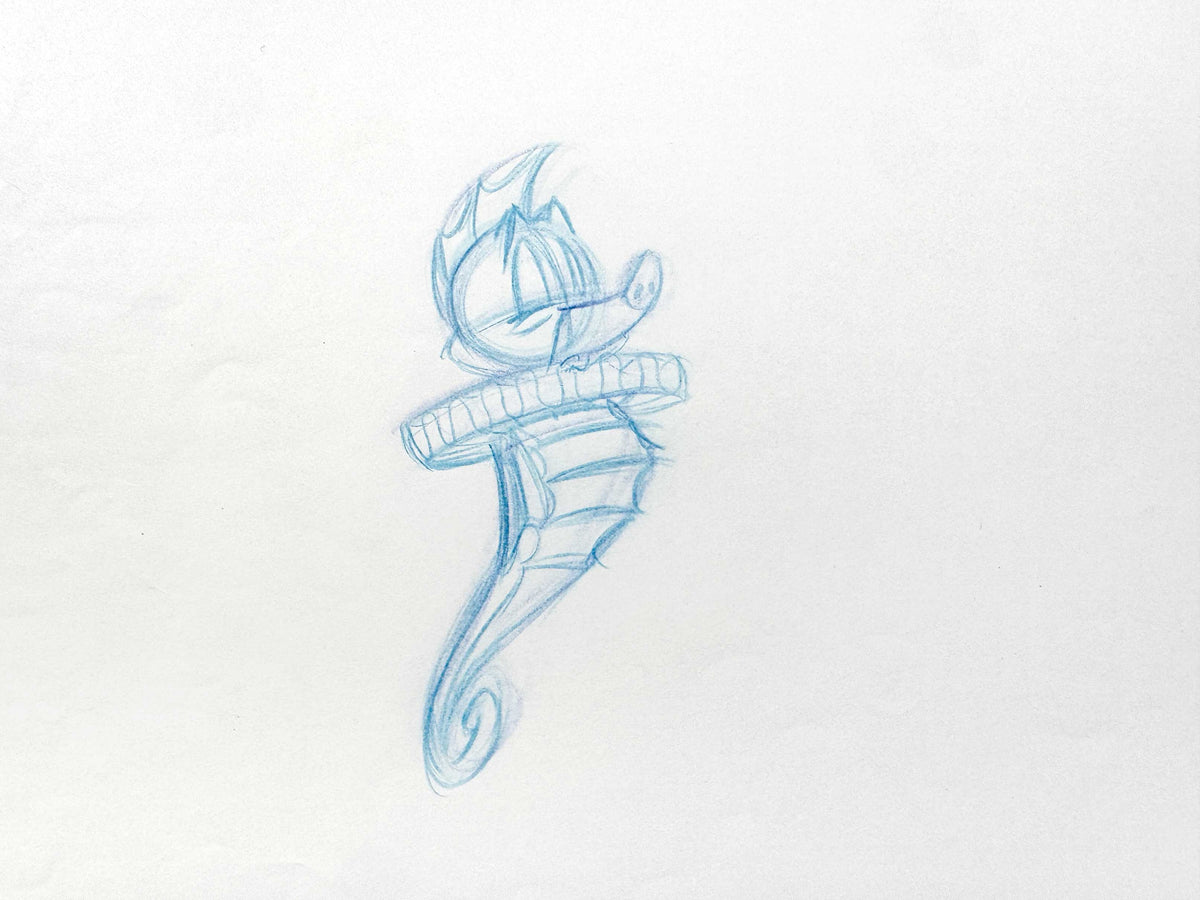 The Little Mermaid - Seahorse Herald Original Rough Animation Art Drawing (Walt Disney, 1989). For sale on FLIP Gallery