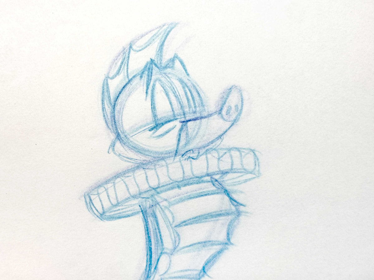 The Little Mermaid - Seahorse Herald Original Rough Animation Art Drawing (Walt Disney, 1989). For sale on FLIP Gallery