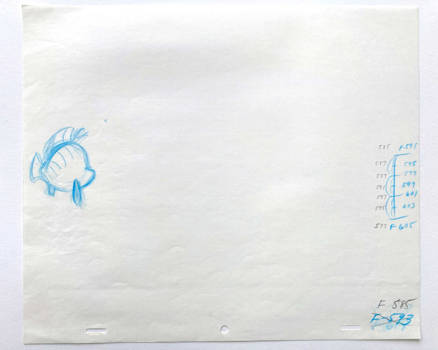 FLOUNDER : The Little Mermaid - Original Production Used Animation Drawing (Walt Disney, 1989). For sale on FLIP Gallery