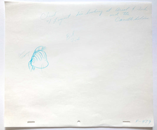 FLOUNDER : The Little Mermaid - Original Production Used Animation Drawing (Walt Disney, 1989). For sale on FLIP Gallery