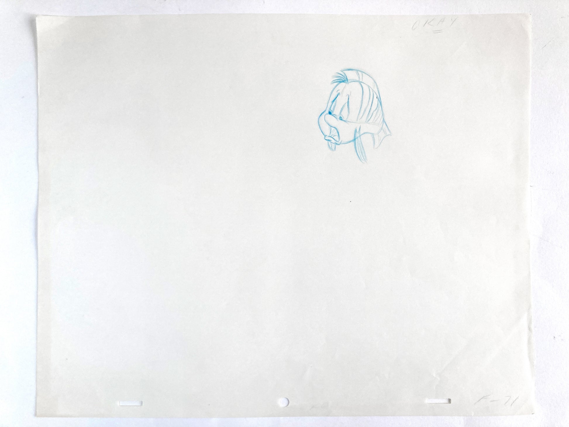 Original Animation Production Art of Flounder from The Little Mermaid (Walt Disney Studios)