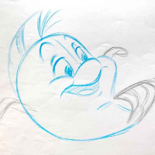 FLOUNDER : The Little Mermaid - Original Production Used Animation Drawing (Walt Disney, 1989). For sale on FLIP Gallery