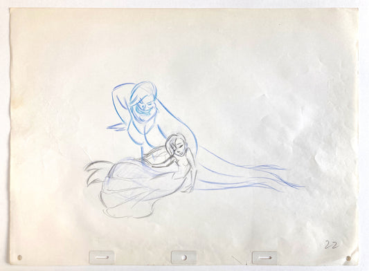 The Little Mermaid : Ursula and Ariel Original Animation Production Used Drawing (Walt Disney, 1989). For sale on FLIP Gallery