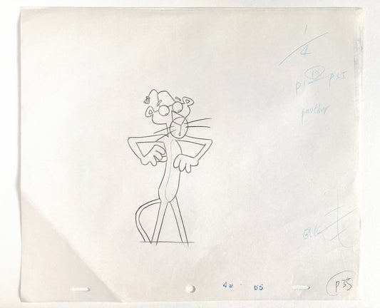 Original Animation Production Used Drawing of The Pink Panther (From the 80's). For sale on FLIP Gallery