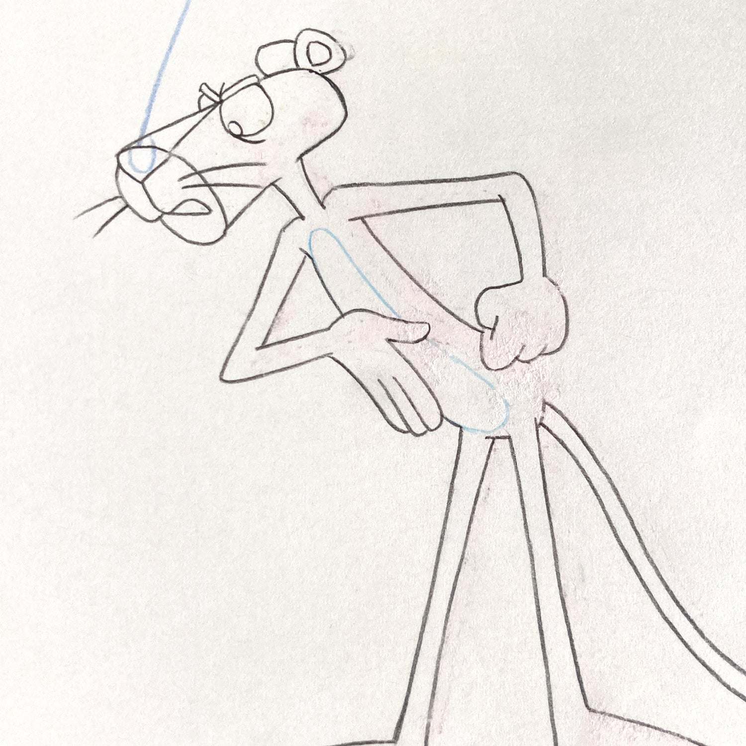 Original Animation Production Drawing of The Pink Panther (From the 80's). For sale on FLIP Gallery