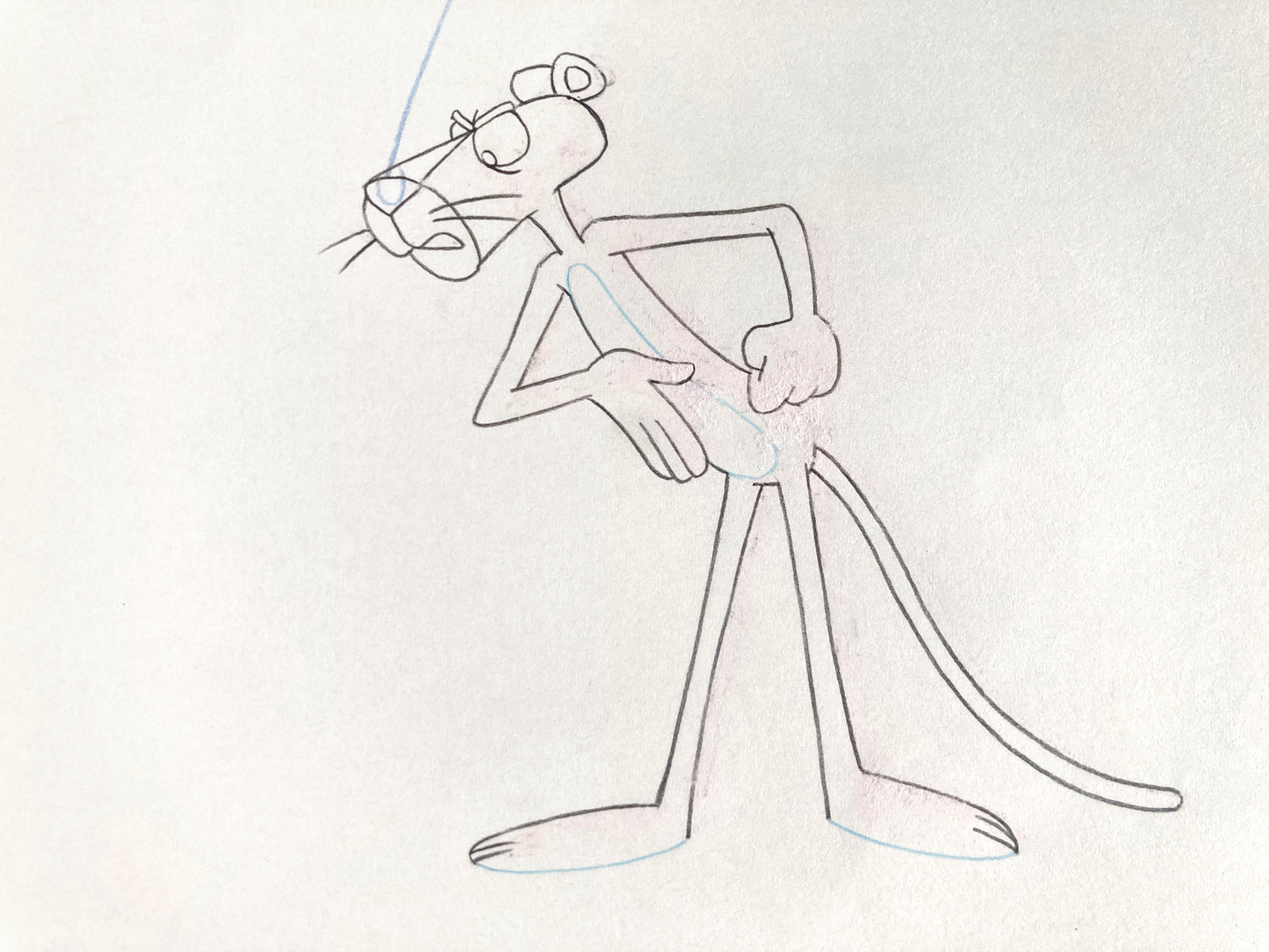 Original Animation Production Drawing of The Pink Panther (From the 80's). For sale on FLIP Gallery