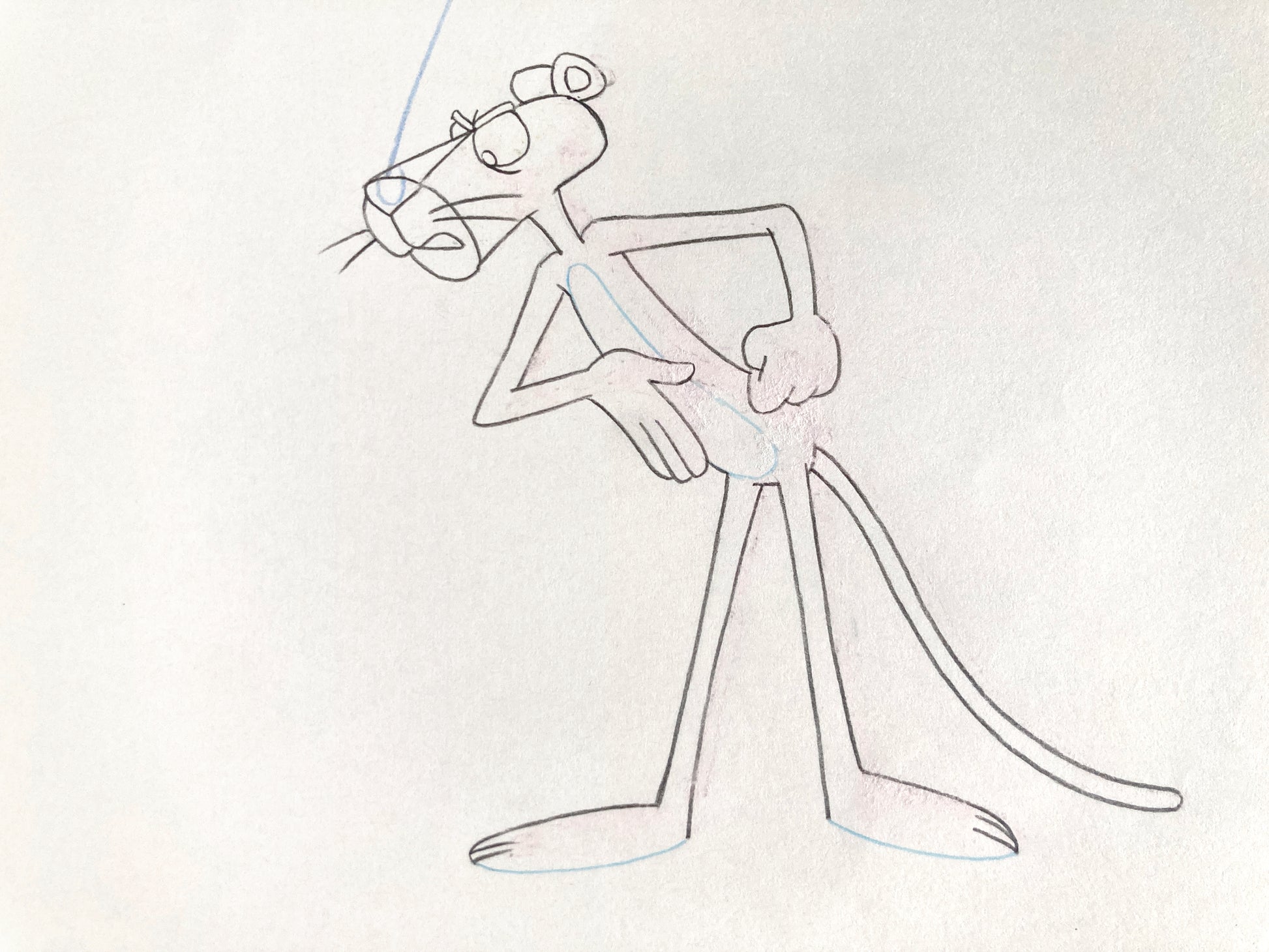 Original Animation Production Drawing of The Pink Panther (From the 80's). For sale on FLIP Gallery