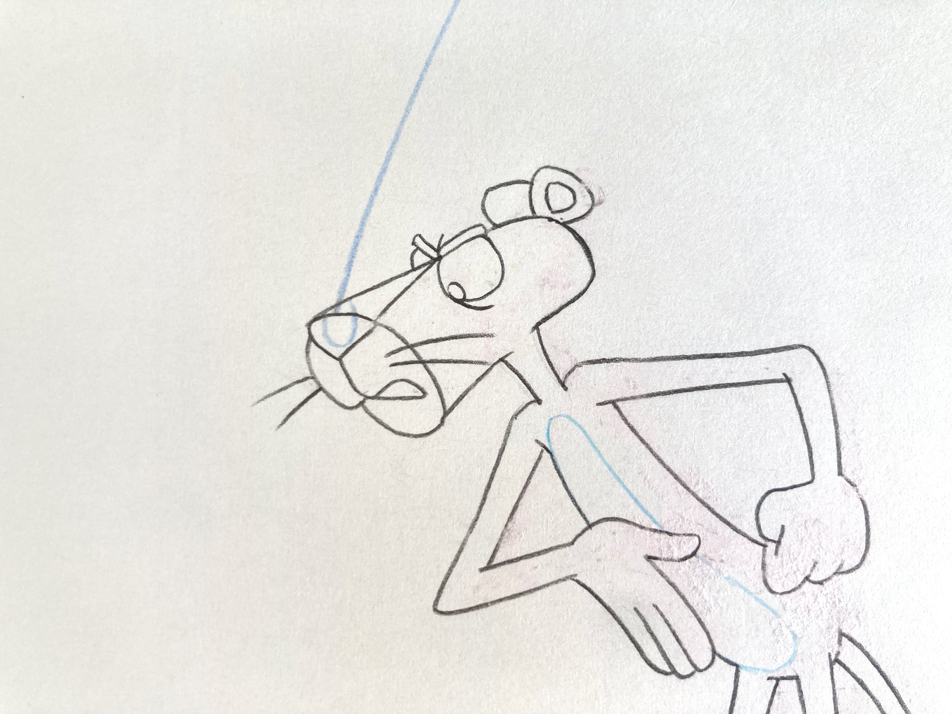 Original Animation Production Drawing of The Pink Panther (From the 80's). For sale on FLIP Gallery