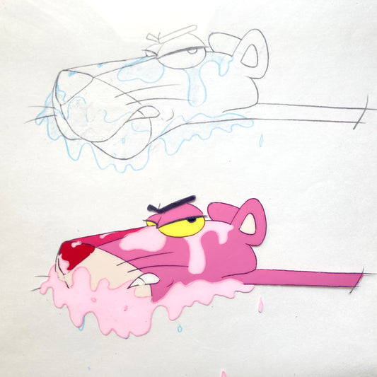 Original Animation Production Cel and Matching Drawing from The Pink Panther