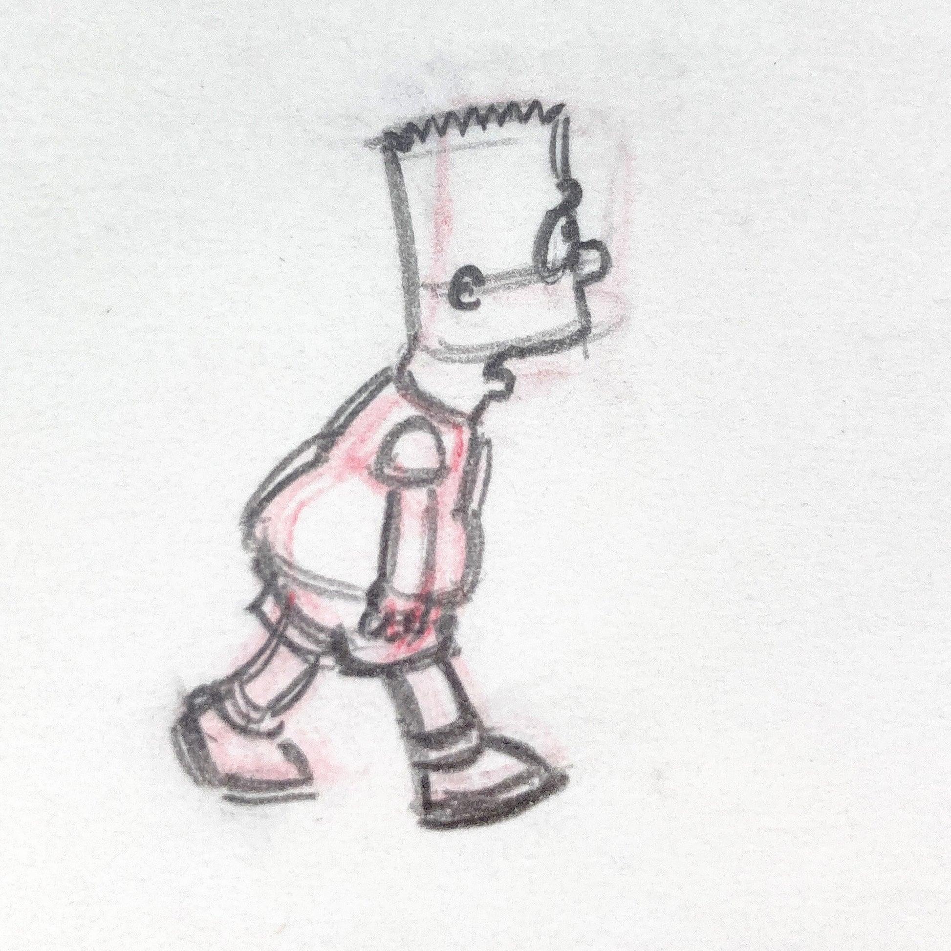 The SIMPSONS Original Animation Production Drawing of Bart Simpson. For sale on FLIP Gallery