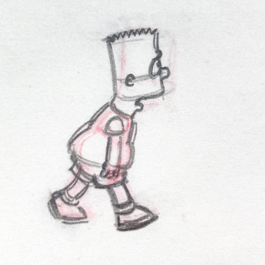 The SIMPSONS Original Animation Production Drawing of Bart Simpson. For sale on FLIP Gallery