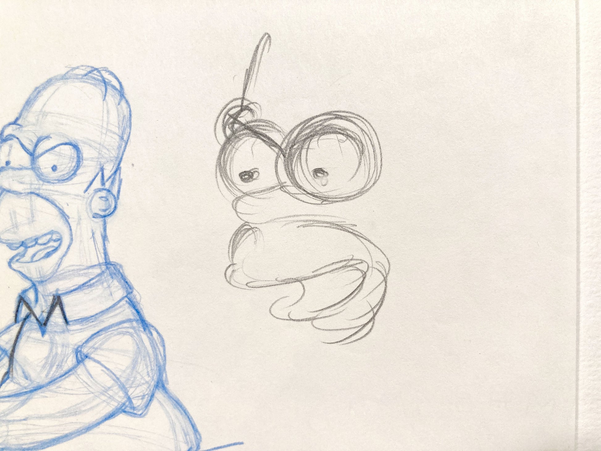 The SIMPSONS : Early Original Production Used Animation Artwork Drawing of Homer Simpson. For sale on FLIP Gallery