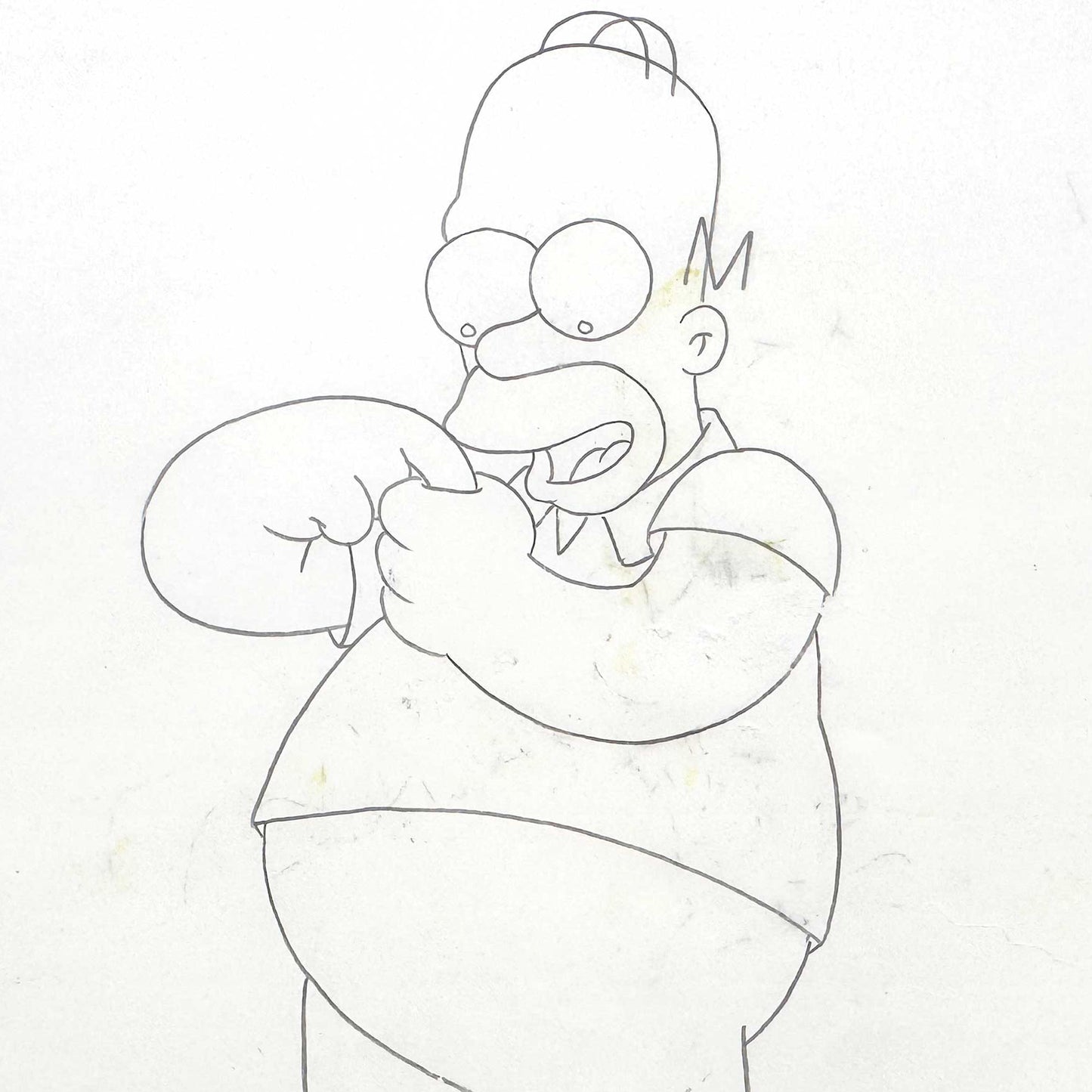 The SIMPSONS Original Animation Art Drawing of Homer Simpson. For sale on FLIP Gallery