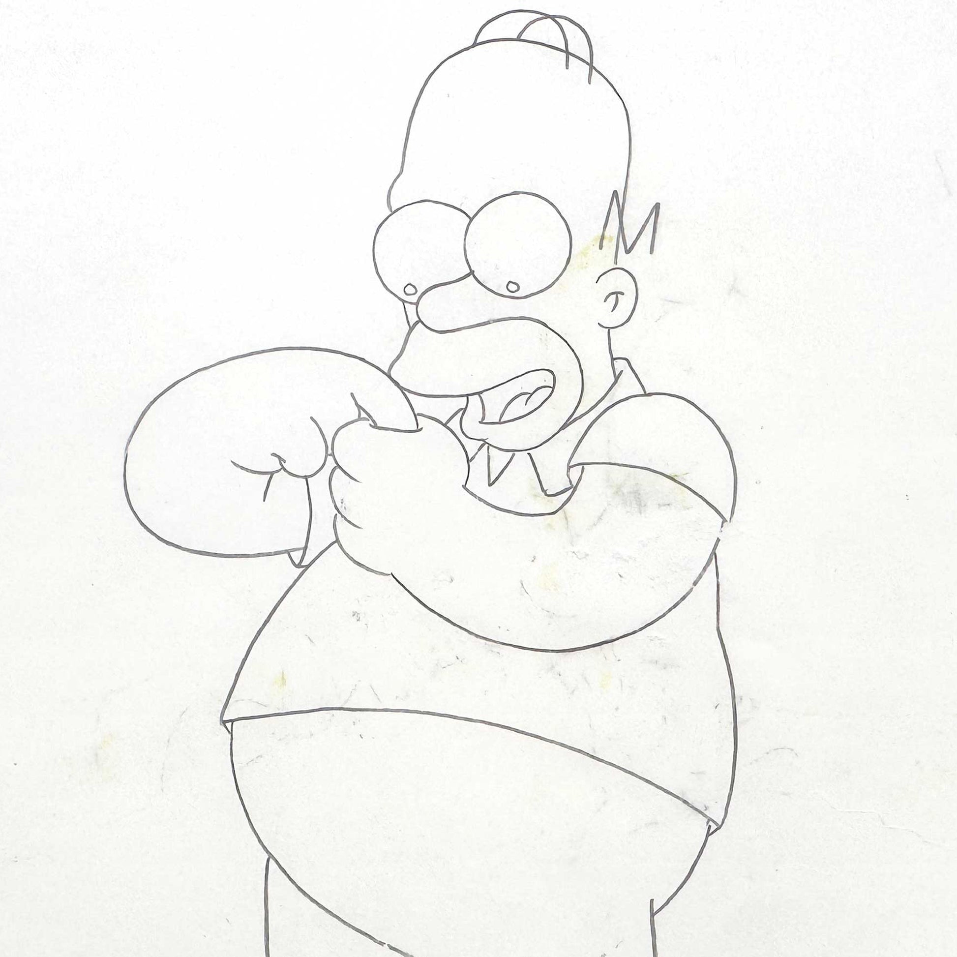 The SIMPSONS Original Animation Art Drawing of Homer Simpson. For sale on FLIP Gallery