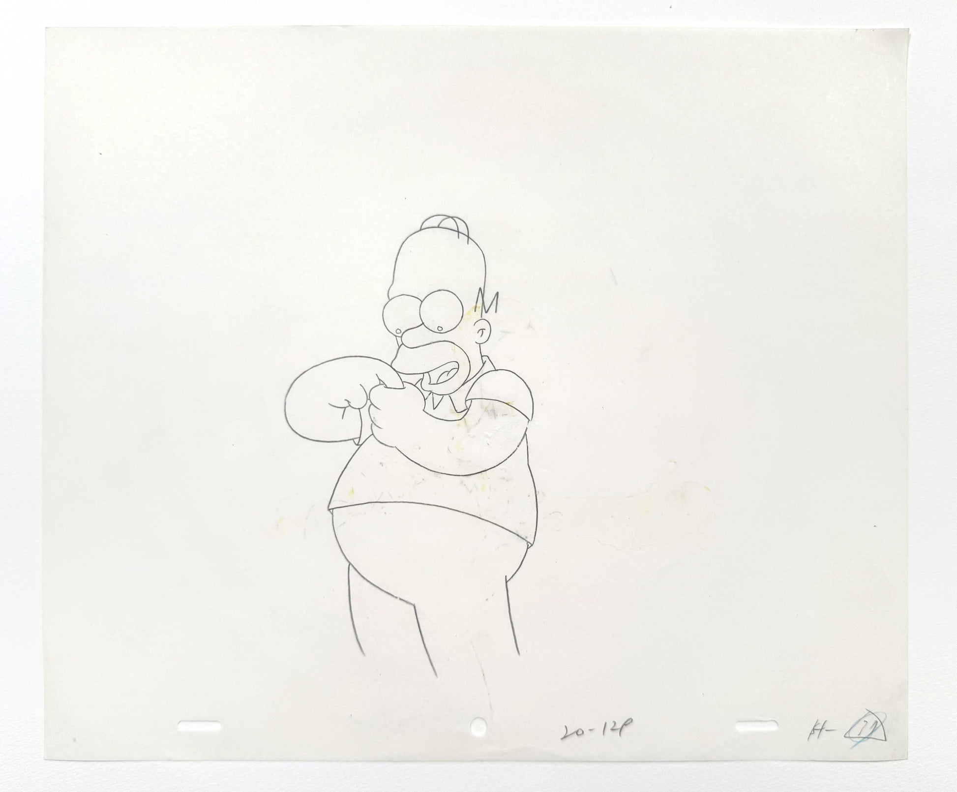 The SIMPSONS Original Animation Art Drawing of Homer Simpson. For sale on FLIP Gallery