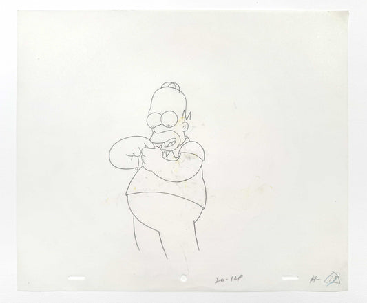 The SIMPSONS Original Animation Art Drawing of Homer Simpson. For sale on FLIP Gallery