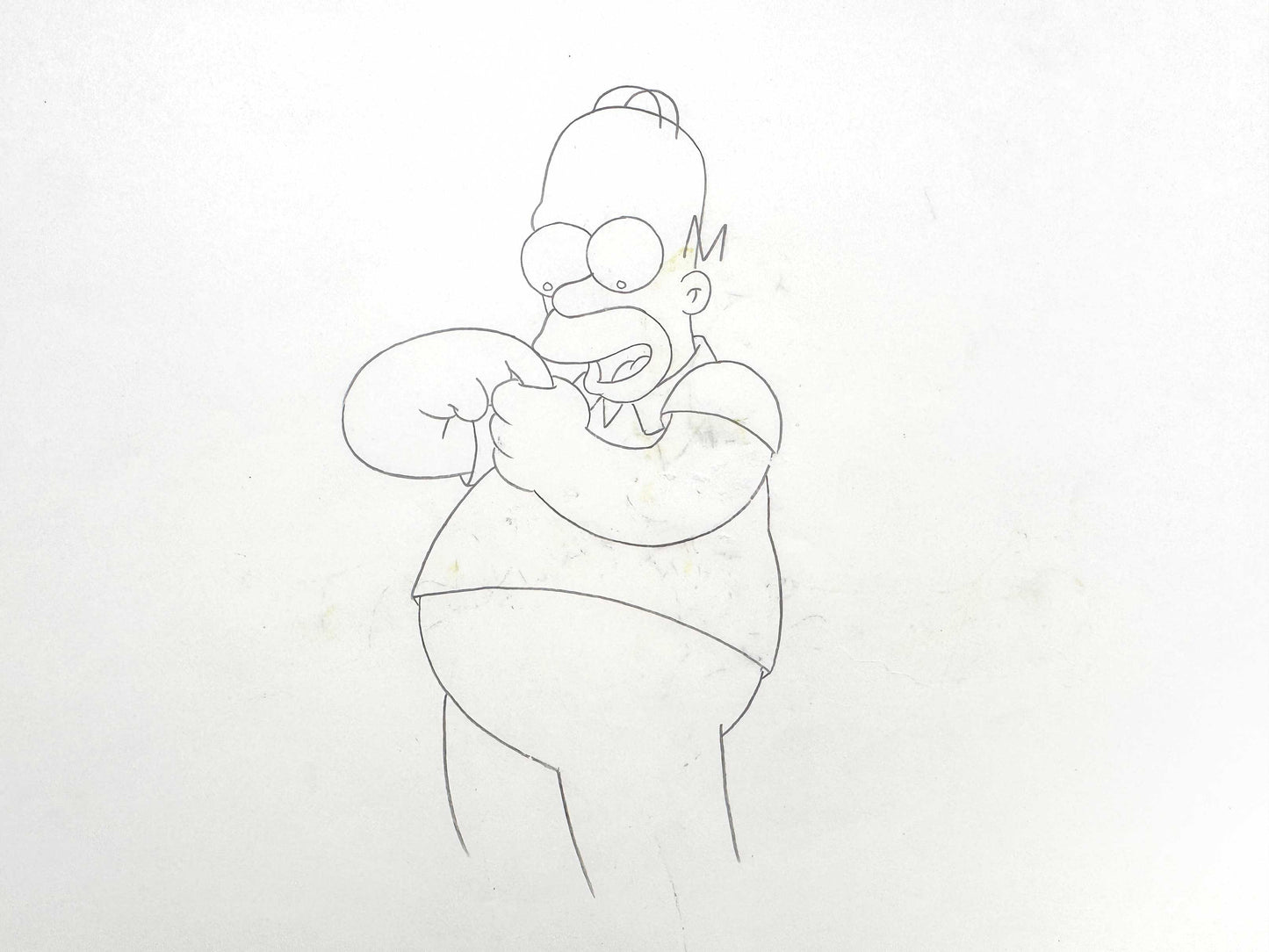 The SIMPSONS Original Animation Art Drawing of Homer Simpson. For sale on FLIP Gallery