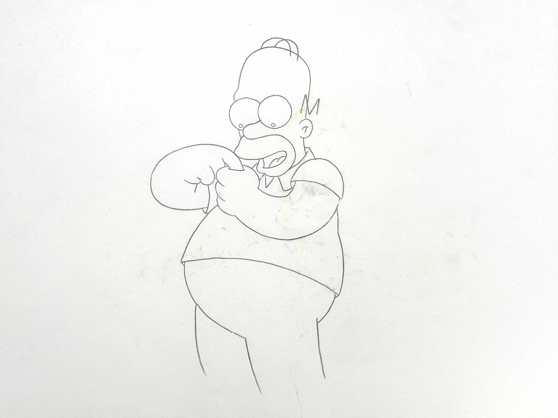 The SIMPSONS Original Animation Art Drawing of Homer Simpson. For sale on FLIP Gallery