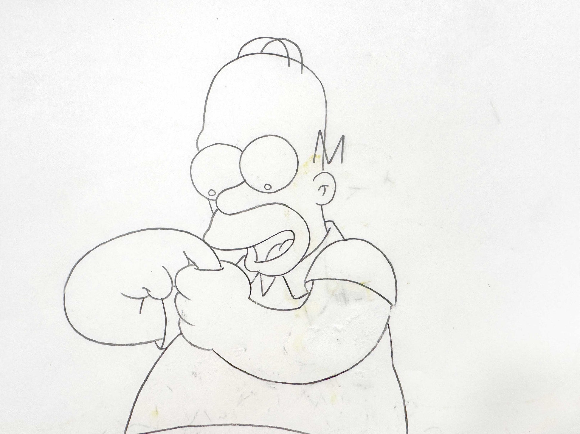 The SIMPSONS Original Animation Art Drawing of Homer Simpson. For sale on FLIP Gallery