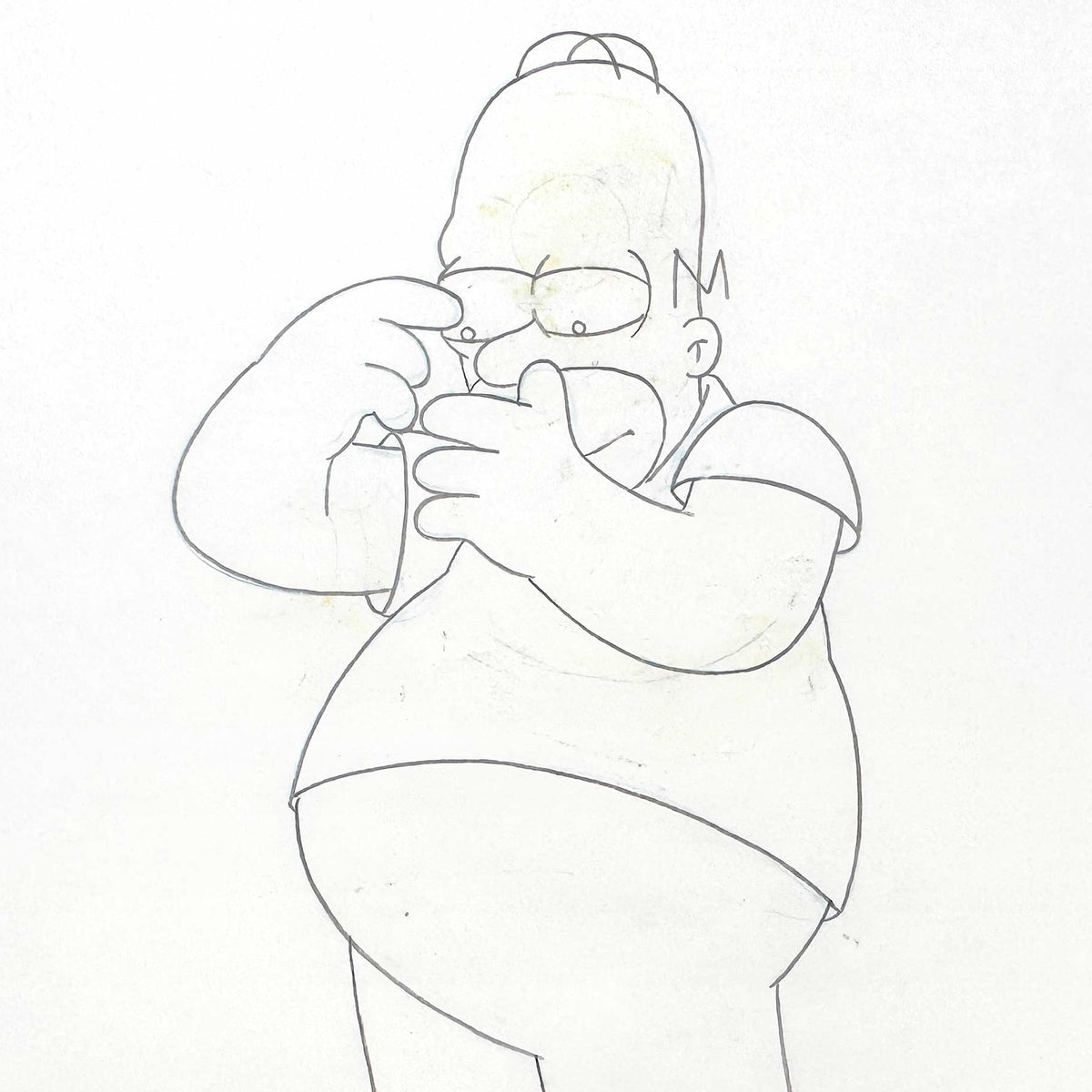 The SIMPSONS Original Animation Art Production Drawing of Homer Simpson. For sale on FLIP Gallery
