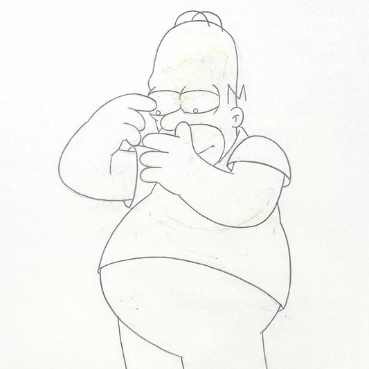 The SIMPSONS Original Animation Art Production Drawing of Homer Simpson. For sale on FLIP Gallery