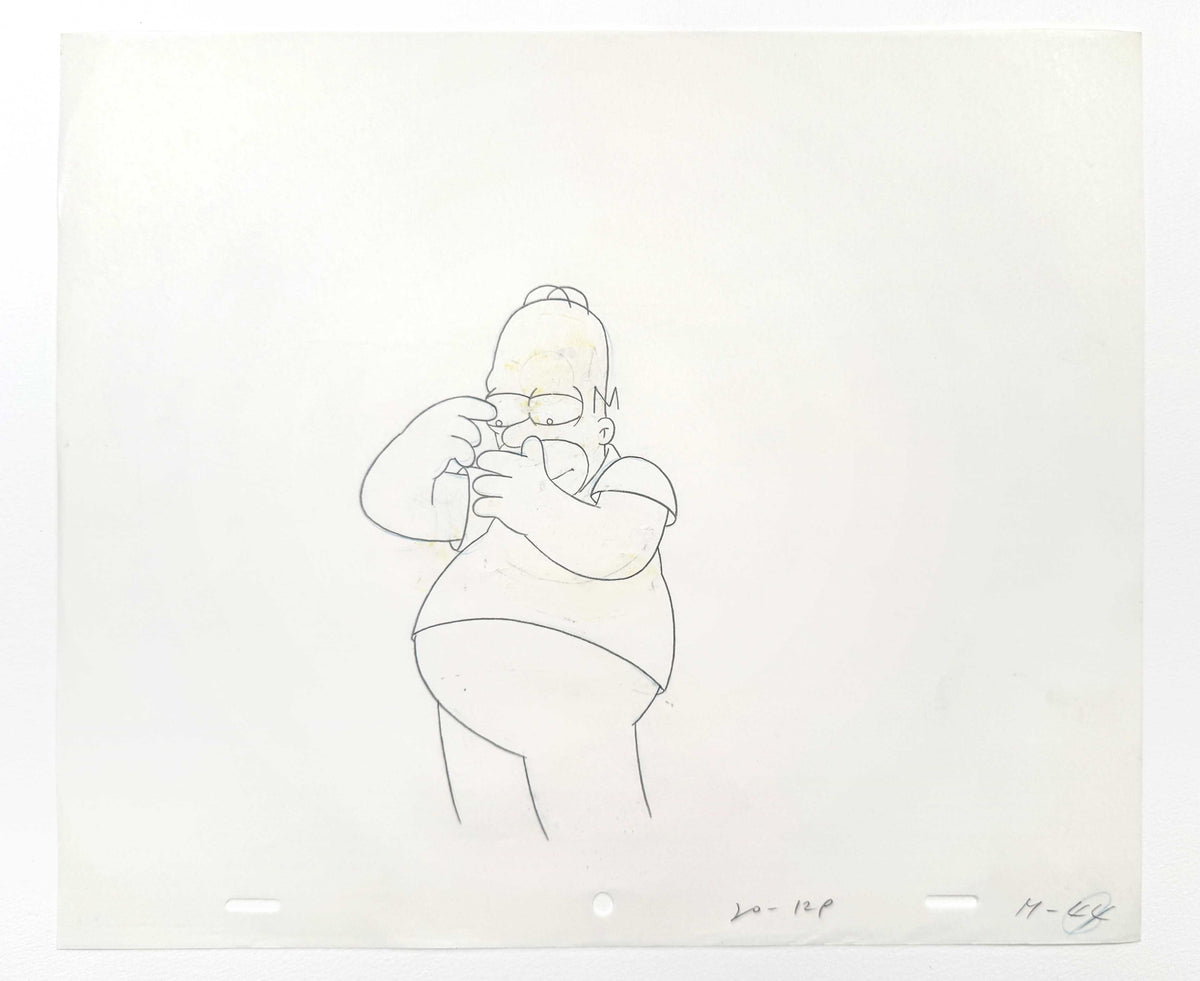 The SIMPSONS Original Animation Art Production Drawing of Homer Simpson. For sale on FLIP Gallery