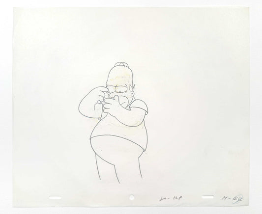 The SIMPSONS Original Animation Art Production Drawing of Homer Simpson. For sale on FLIP Gallery