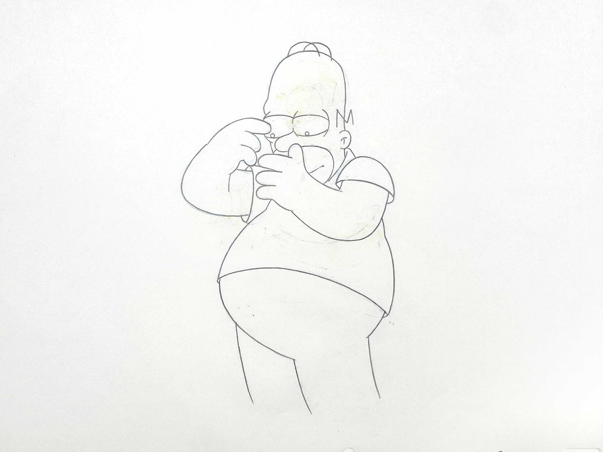 The SIMPSONS Original Animation Art Production Drawing of Homer Simpson. For sale on FLIP Gallery