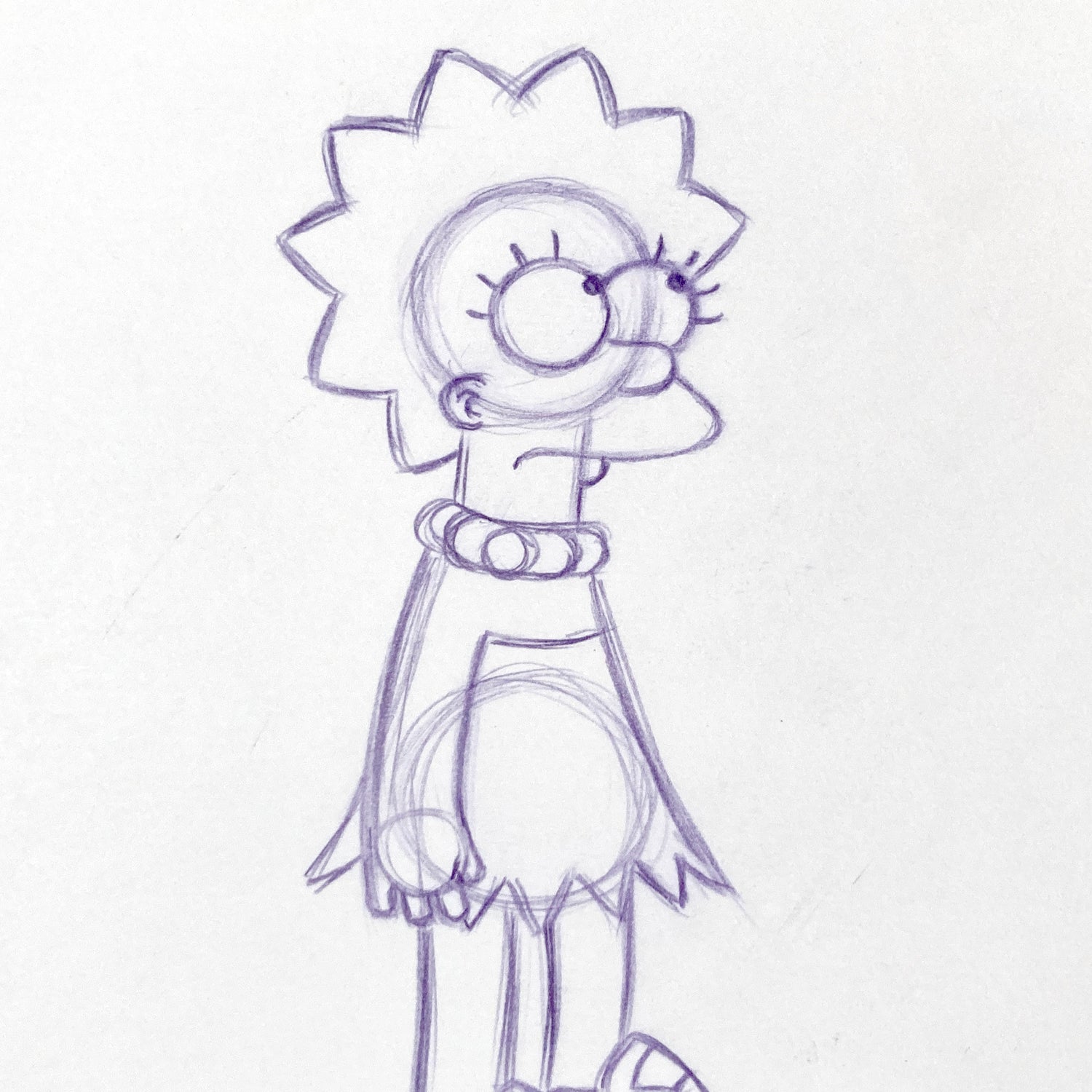 The SIMPSONS : Original Animation Production Used Drawing of Lisa Simpson. For sale on FLIP Gallery