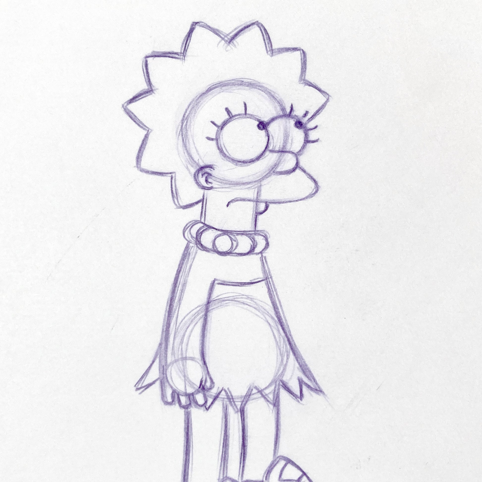 The SIMPSONS : Original Animation Production Used Drawing of Lisa Simpson. For sale on FLIP Gallery