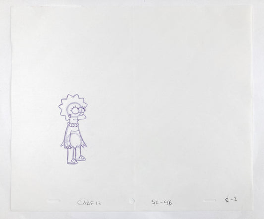 The SIMPSONS : Original Animation Production Used Drawing of Lisa Simpson. For sale on FLIP Gallery
