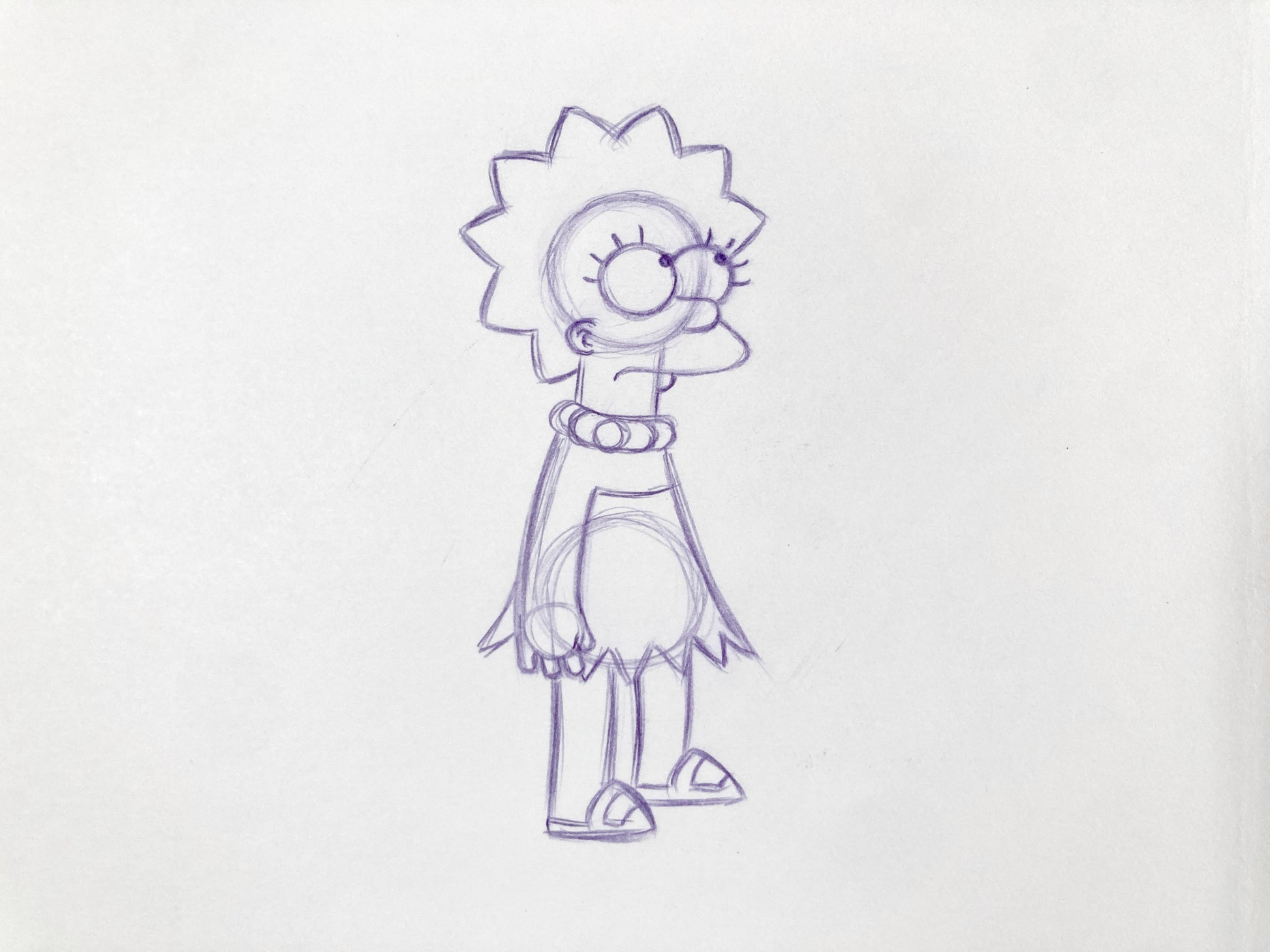 The SIMPSONS : Original Animation Production Used Drawing of Lisa Simpson. For sale on FLIP Gallery