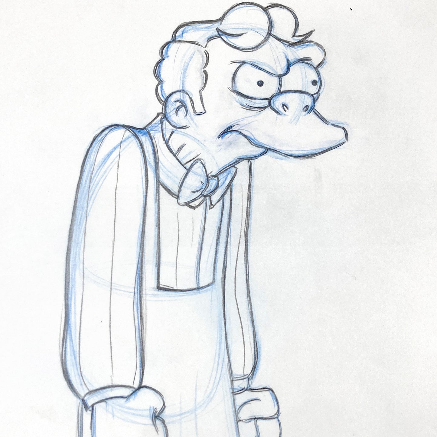 The SIMPSONS : Original Animation Production Art Drawing of Moe Szyslak (Matt Groening). For sale on FLIP Gallery
