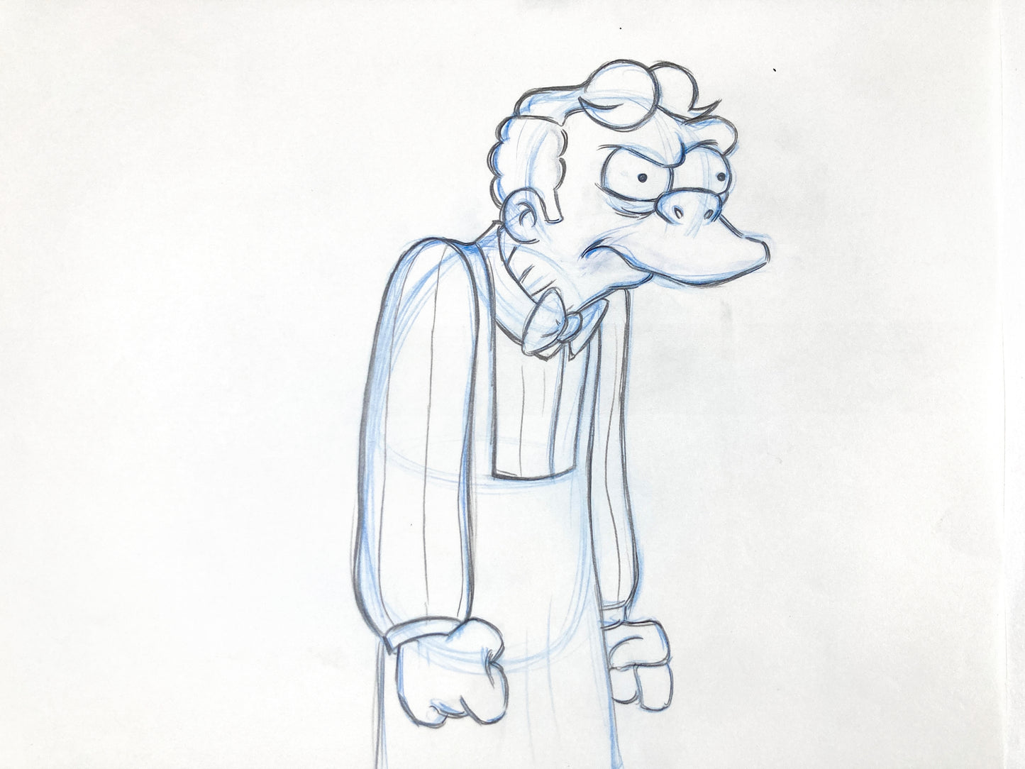 The SIMPSONS : Original Animation Production Art Drawing of Moe Szyslak (Matt Groening). For sale on FLIP Gallery