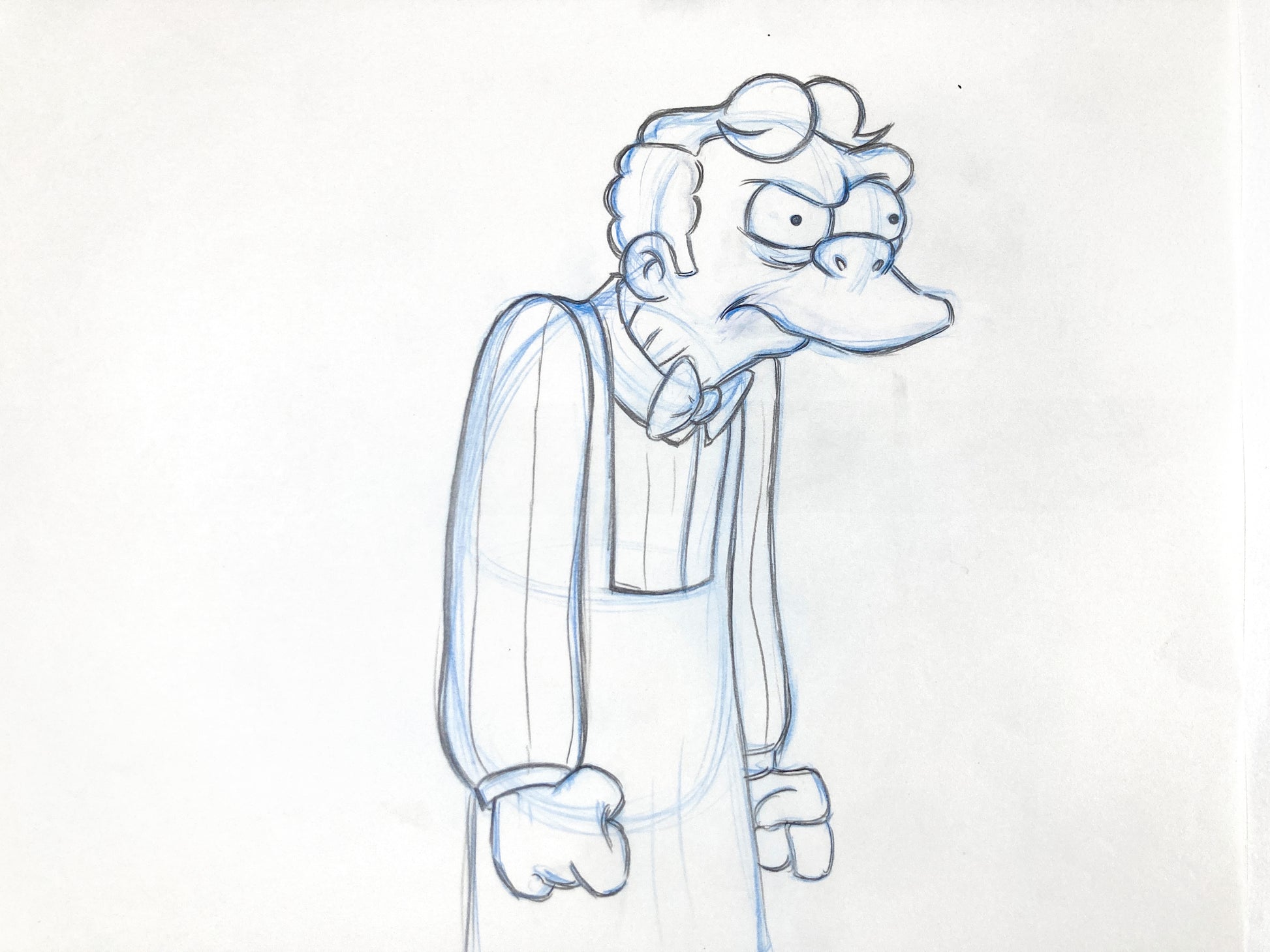 The SIMPSONS : Original Animation Production Art Drawing of Moe Szyslak (Matt Groening). For sale on FLIP Gallery