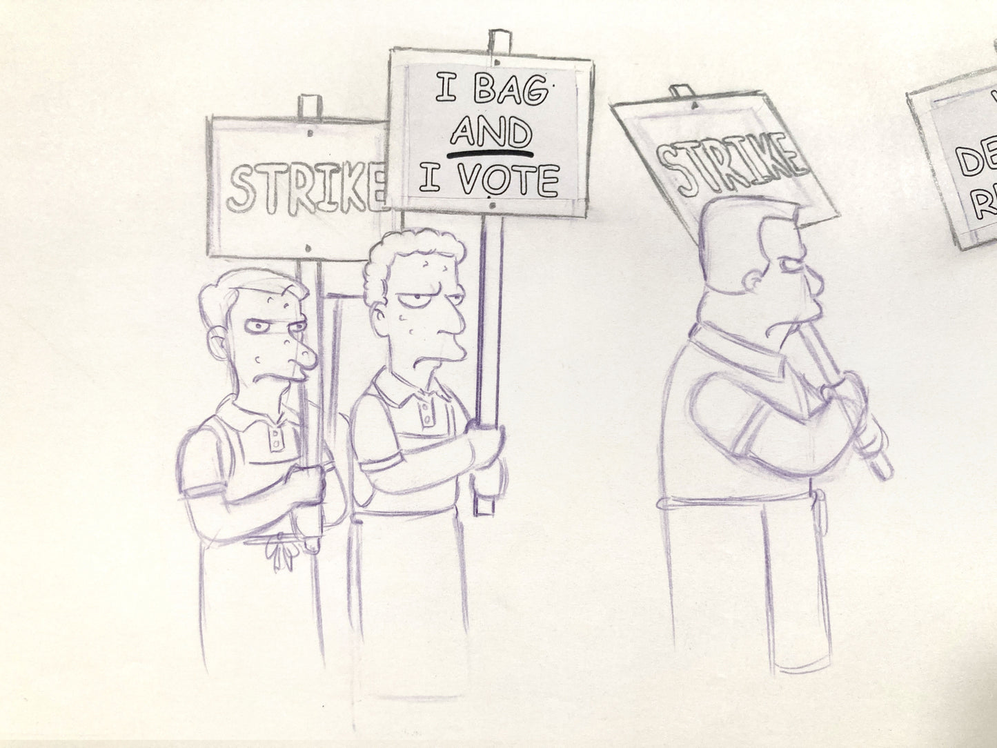 The SIMPSONS : Original Animation Drawing of Protesters (Matt Groening). For sale on FLIP Gallery