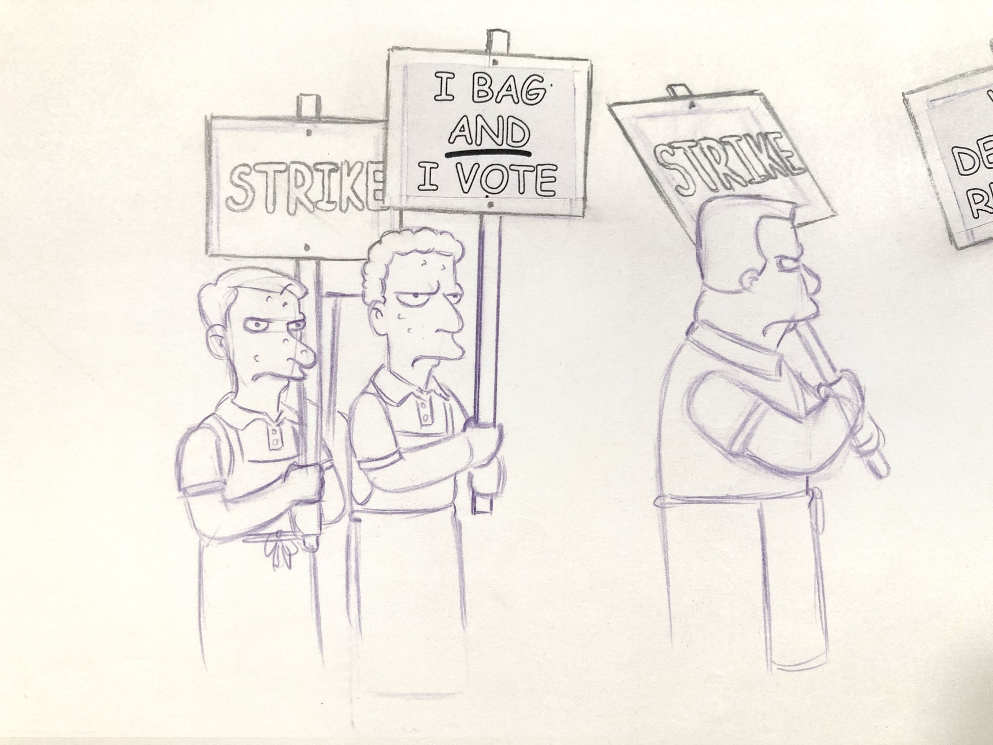 The SIMPSONS : Original Animation Drawing of Protesters (Matt Groening). For sale on FLIP Gallery