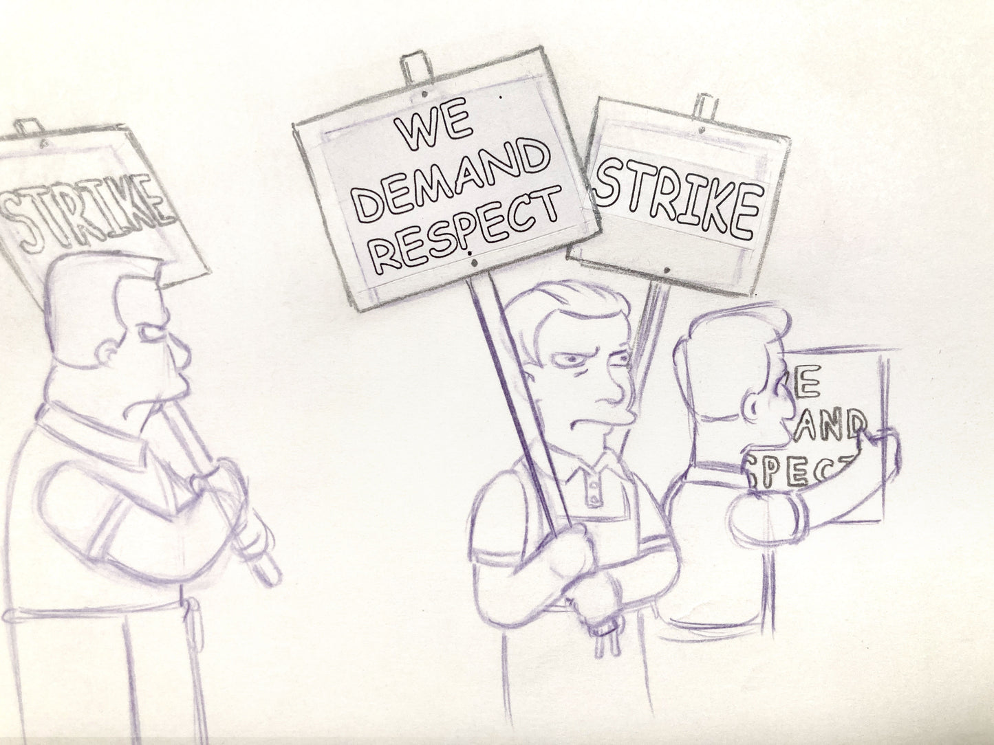 The SIMPSONS : Original Animation Drawing of Protesters (Matt Groening). For sale on FLIP Gallery