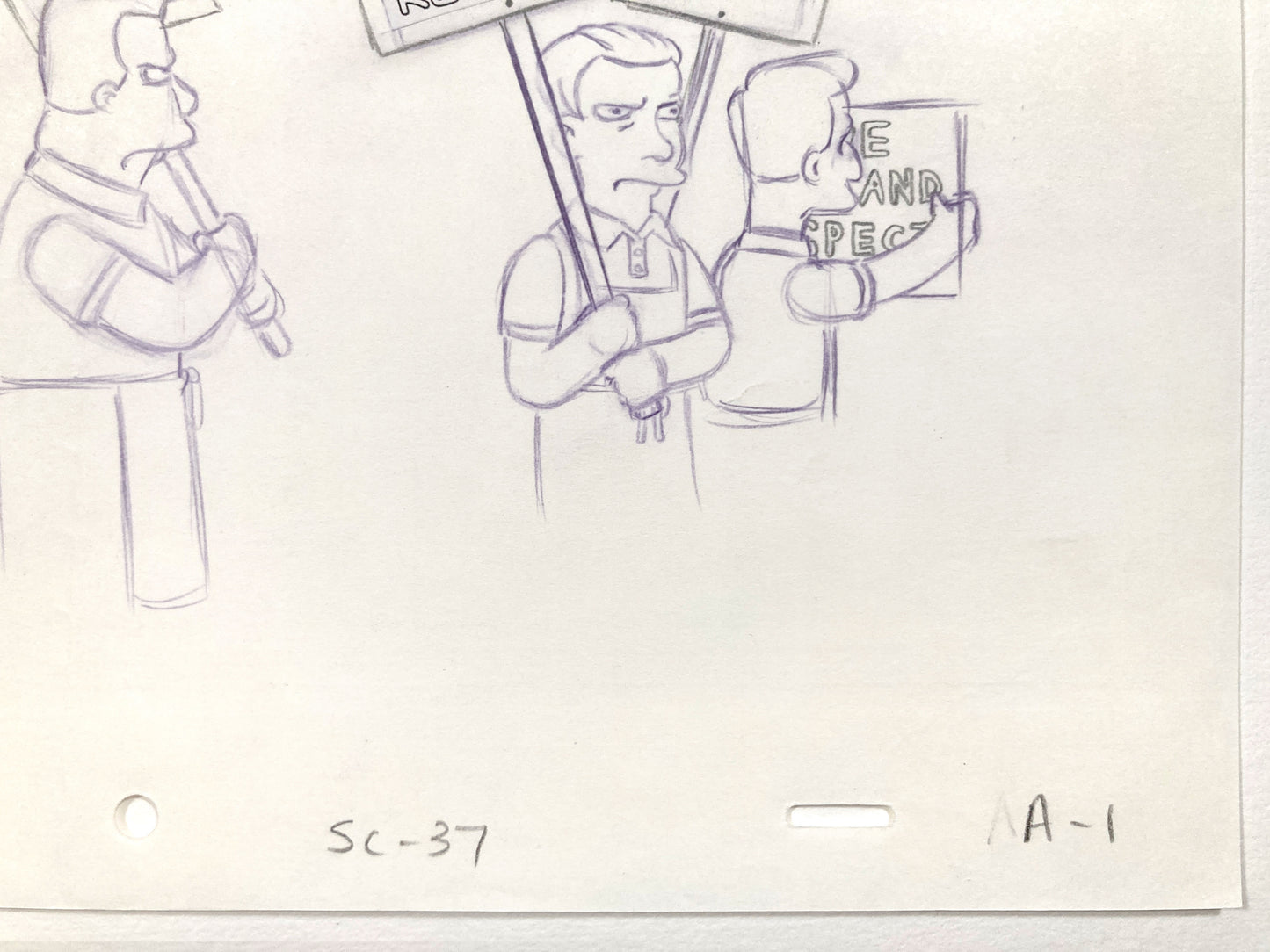 The SIMPSONS : Original Animation Drawing of Protesters (Matt Groening). For sale on FLIP Gallery