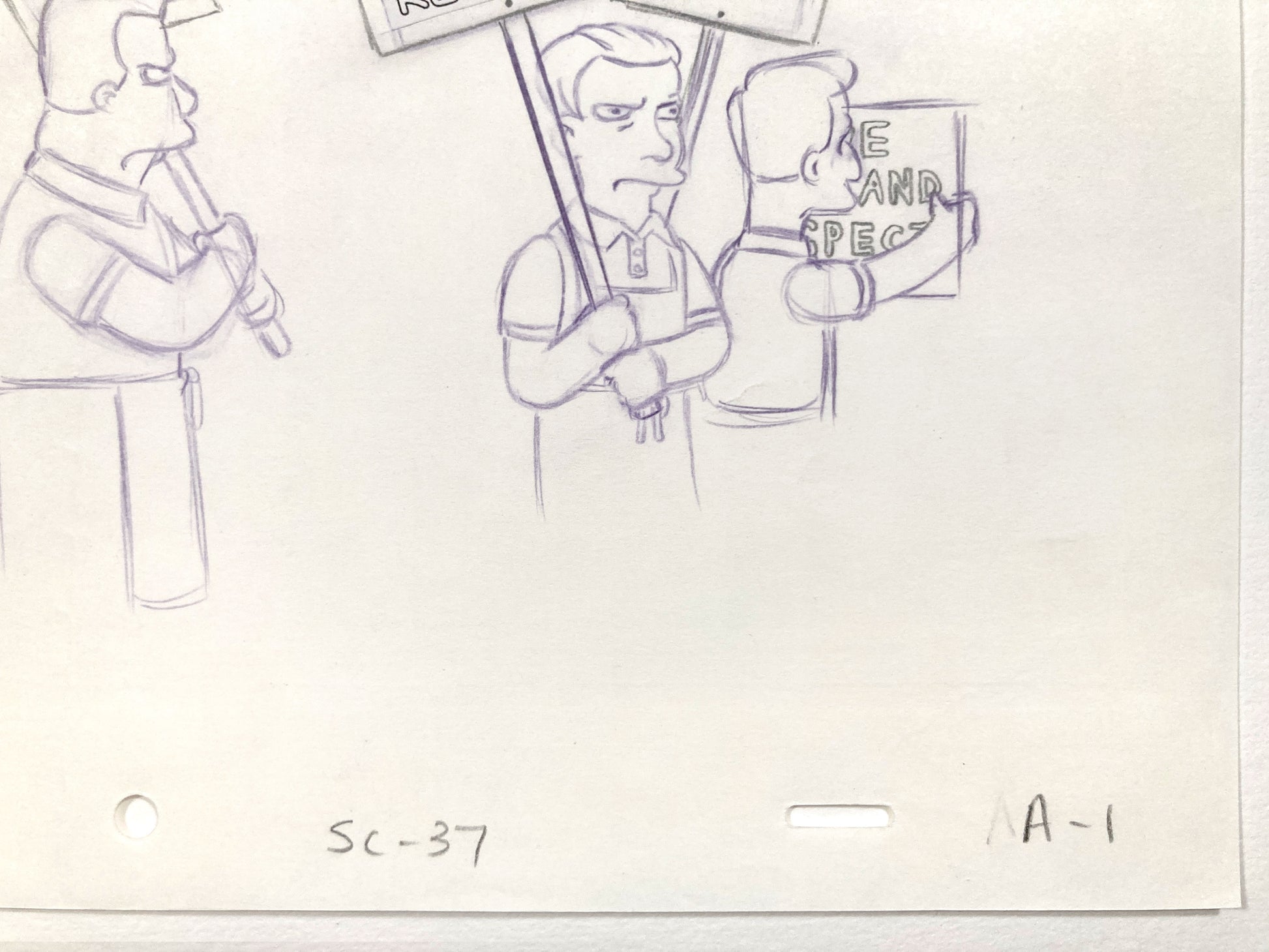 The SIMPSONS : Original Animation Drawing of Protesters (Matt Groening). For sale on FLIP Gallery