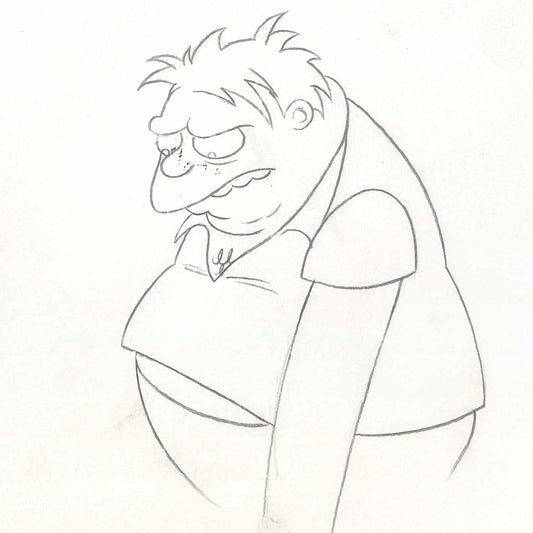 The SIMPSONS Original Animation Art Drawing of Barney Gumble. For sale on FLIP Gallery
