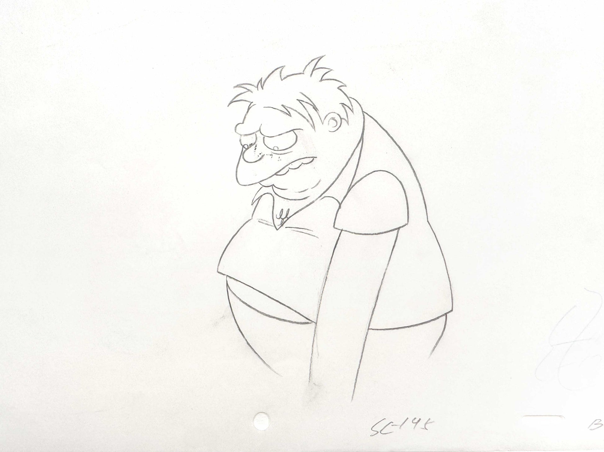 The SIMPSONS Original Animation Art Drawing of Barney Gumble. For sale on FLIP Gallery