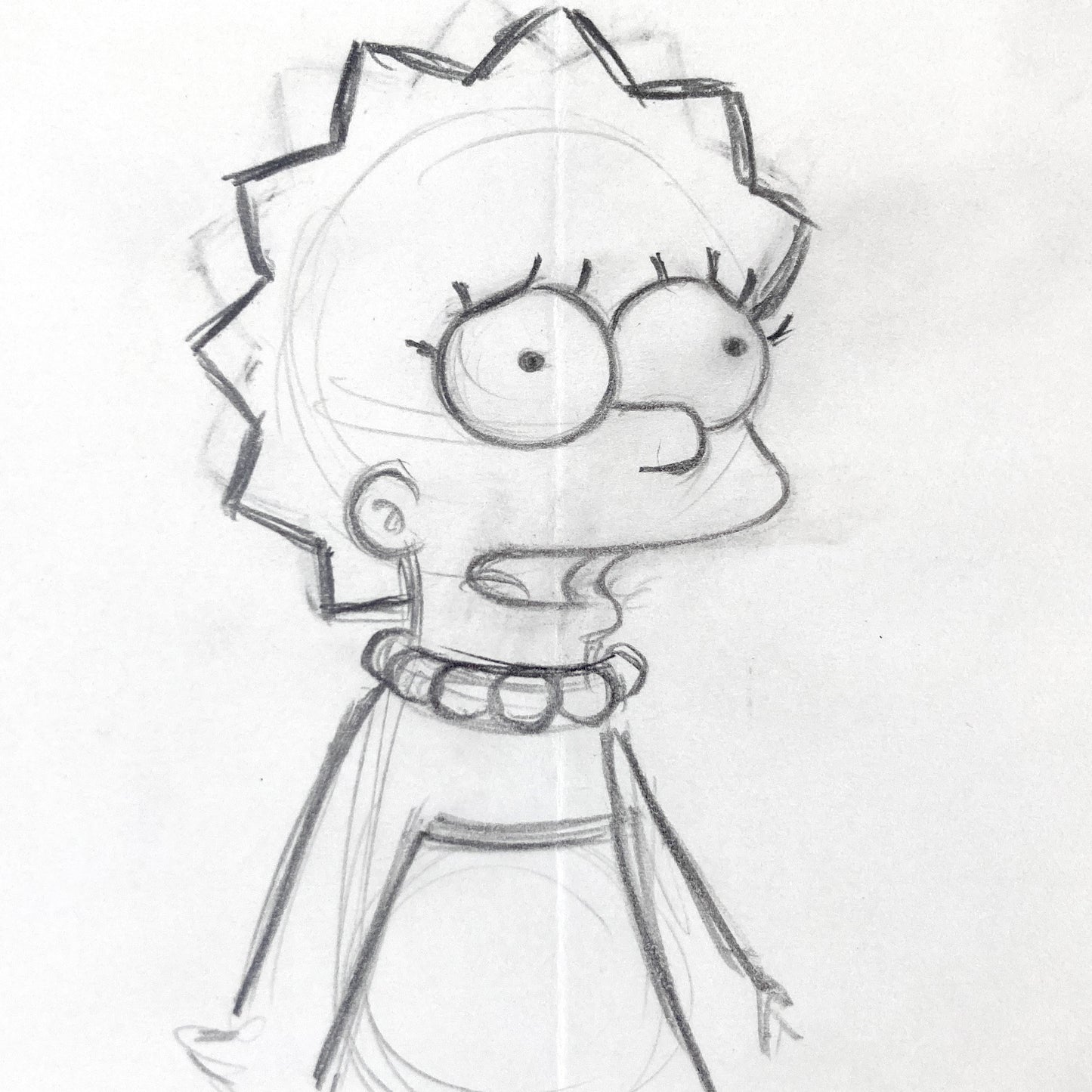 The SIMPSONS Original Animation Art Production Used Drawing of Lisa Simpson.  For sale on FLIP Gallery